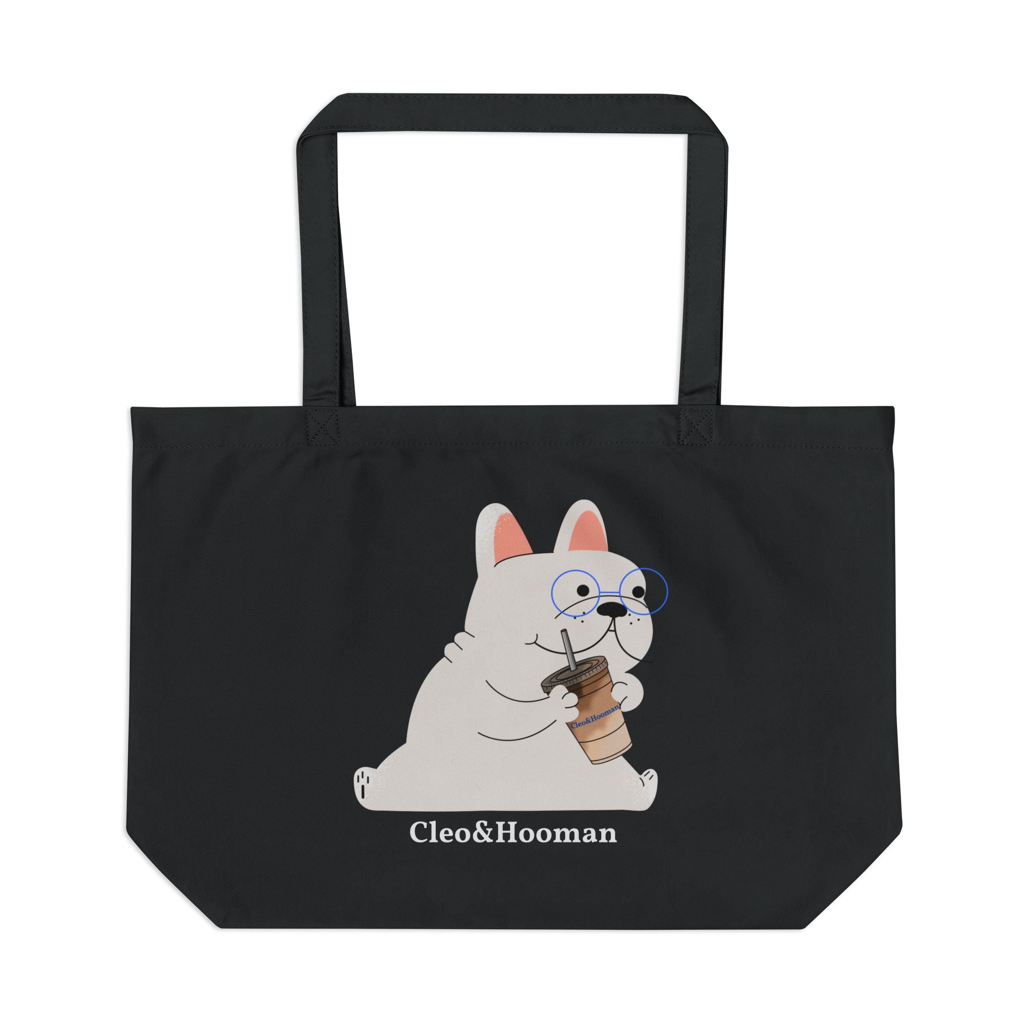 Over-caffeinated. Dog obsessed.  Large Tote Bag