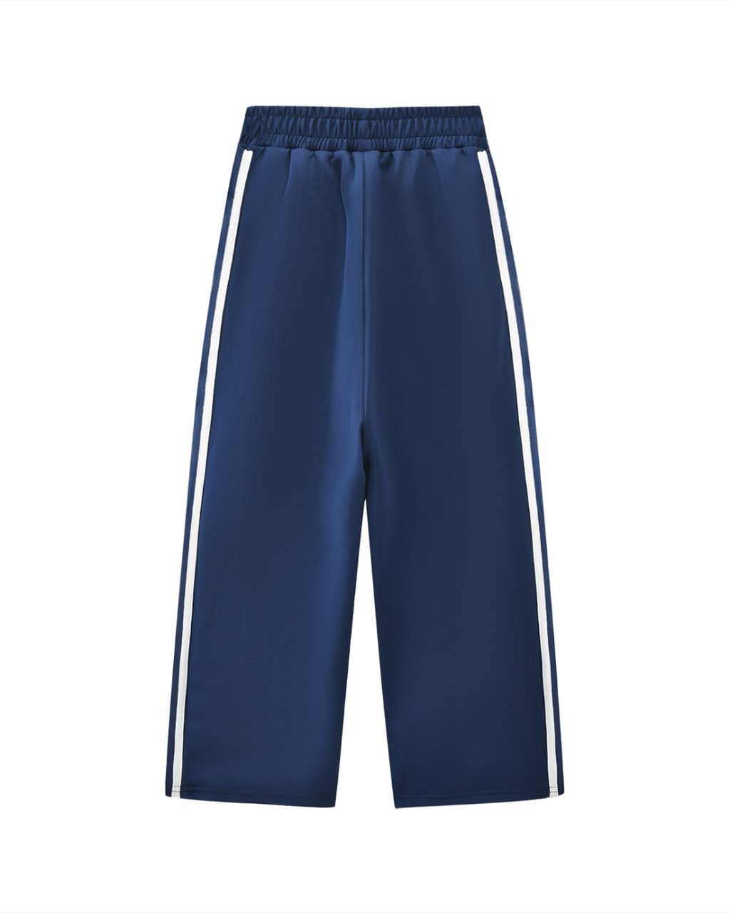 Blue pants with white stripes on a white background