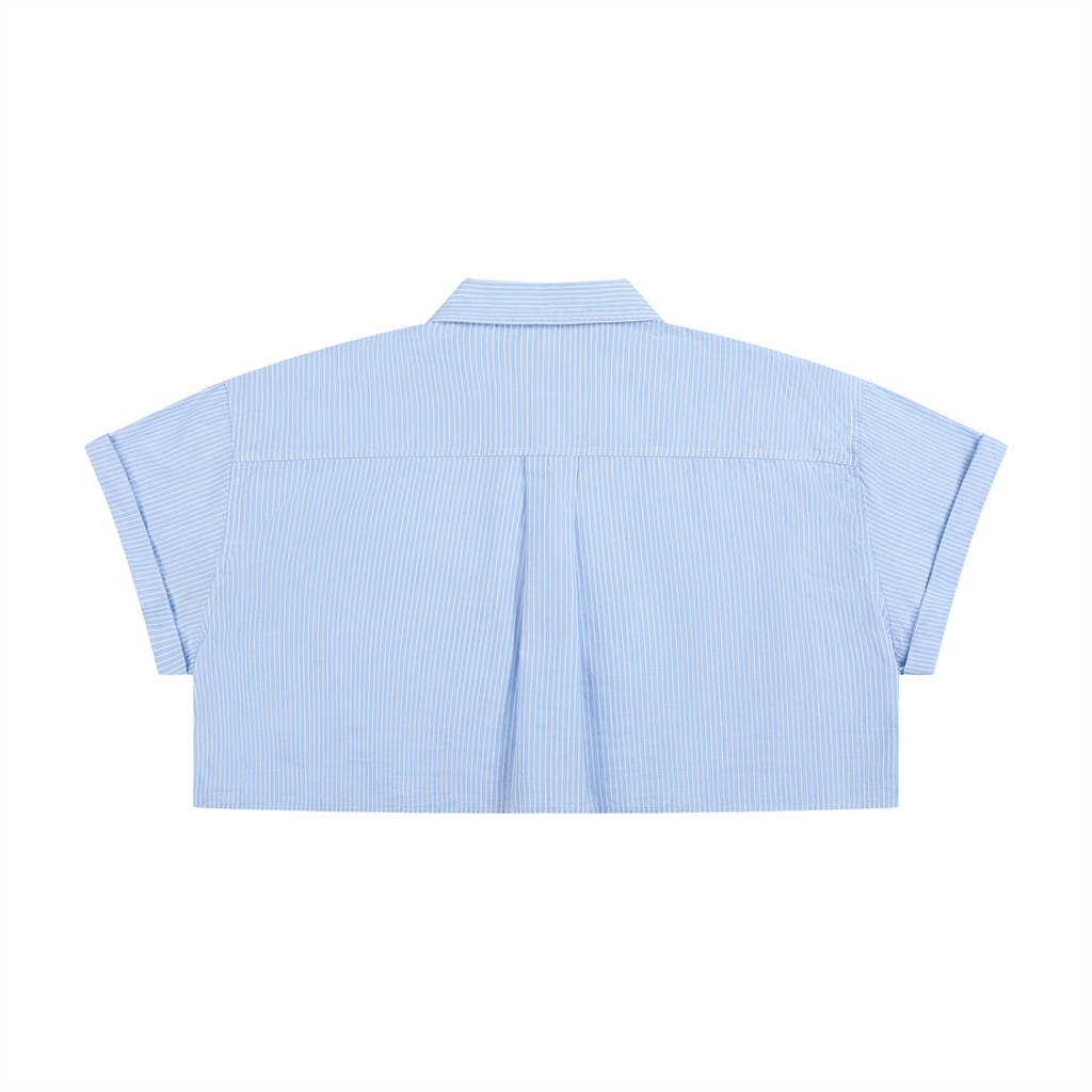 Striped Cropped Button Down Shirt