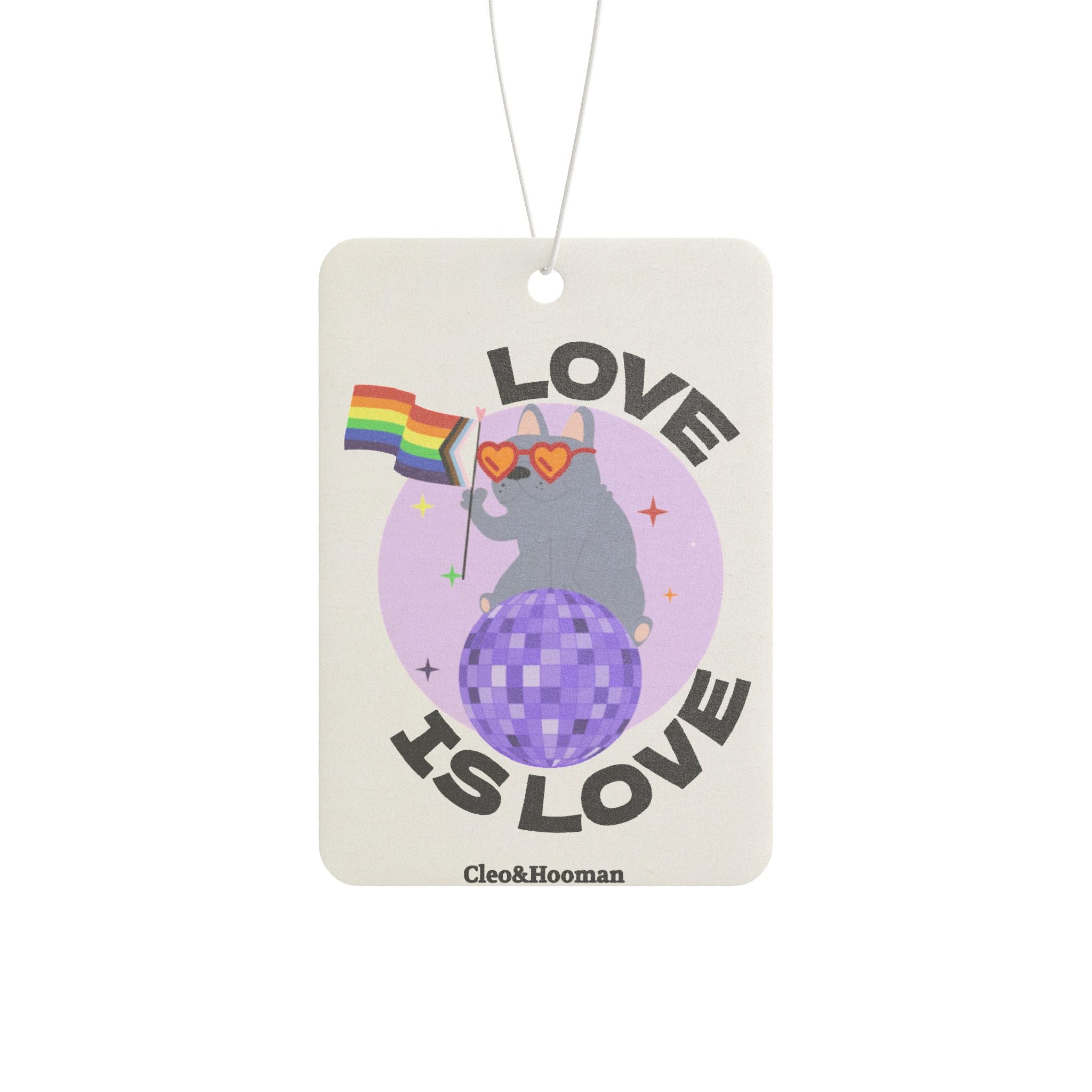'Love Is Love' Pride Rainbow Frenchie — Car Air Freshener