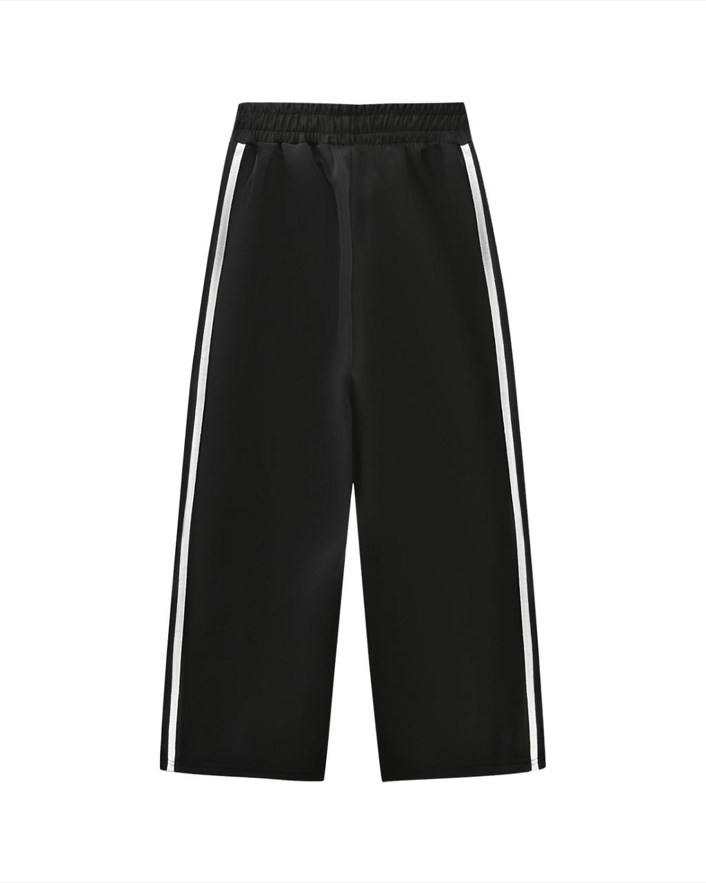 Black pants with white stripes on a white background
