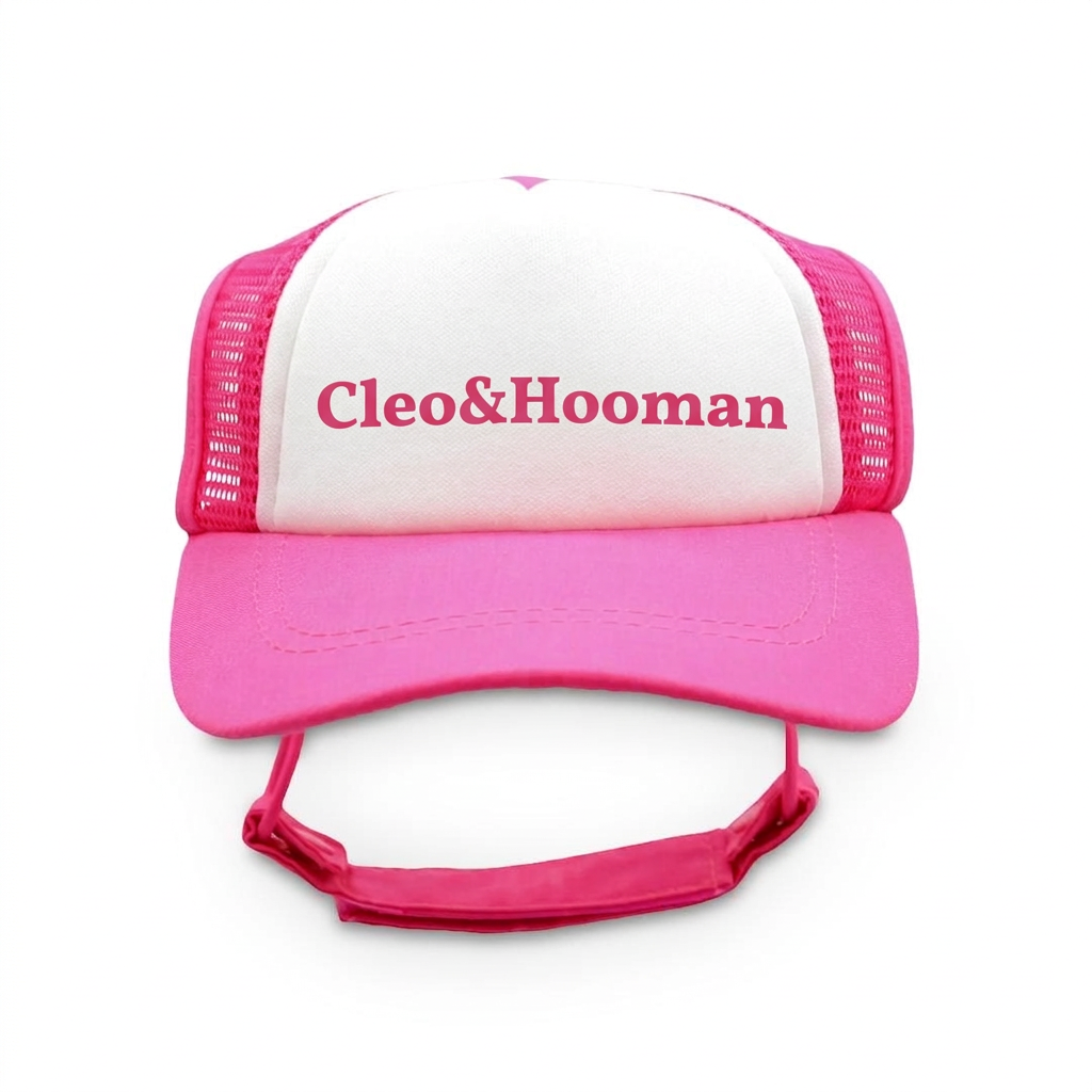 Cleo and Hooman Signature Dog Foam Trucker Hat in pink