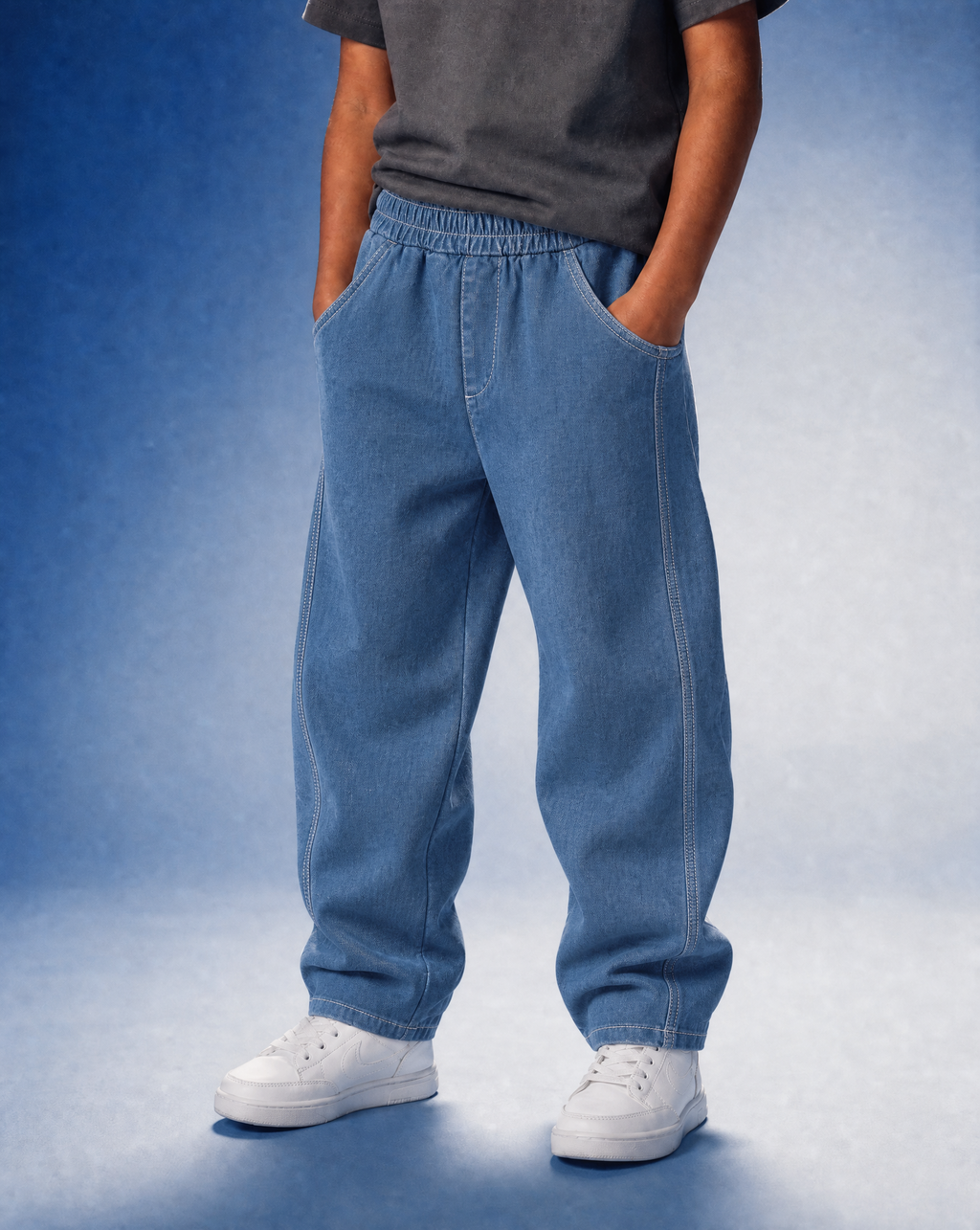 Little Hooman Vintage Wash Straight Leg Jeans
