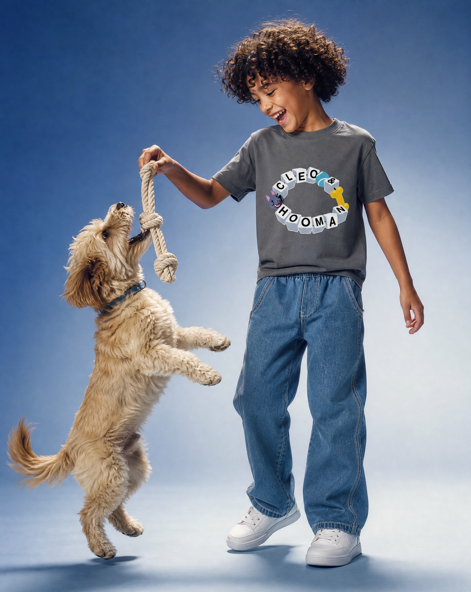 Little Hooman Vintage Wash Straight Leg Jeans