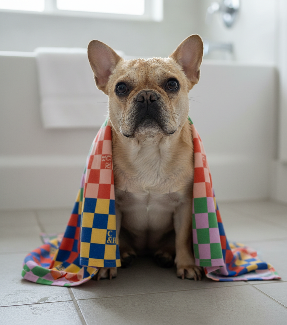 Cleo&Hooman Dog Towel – Signature Checkerboard Print