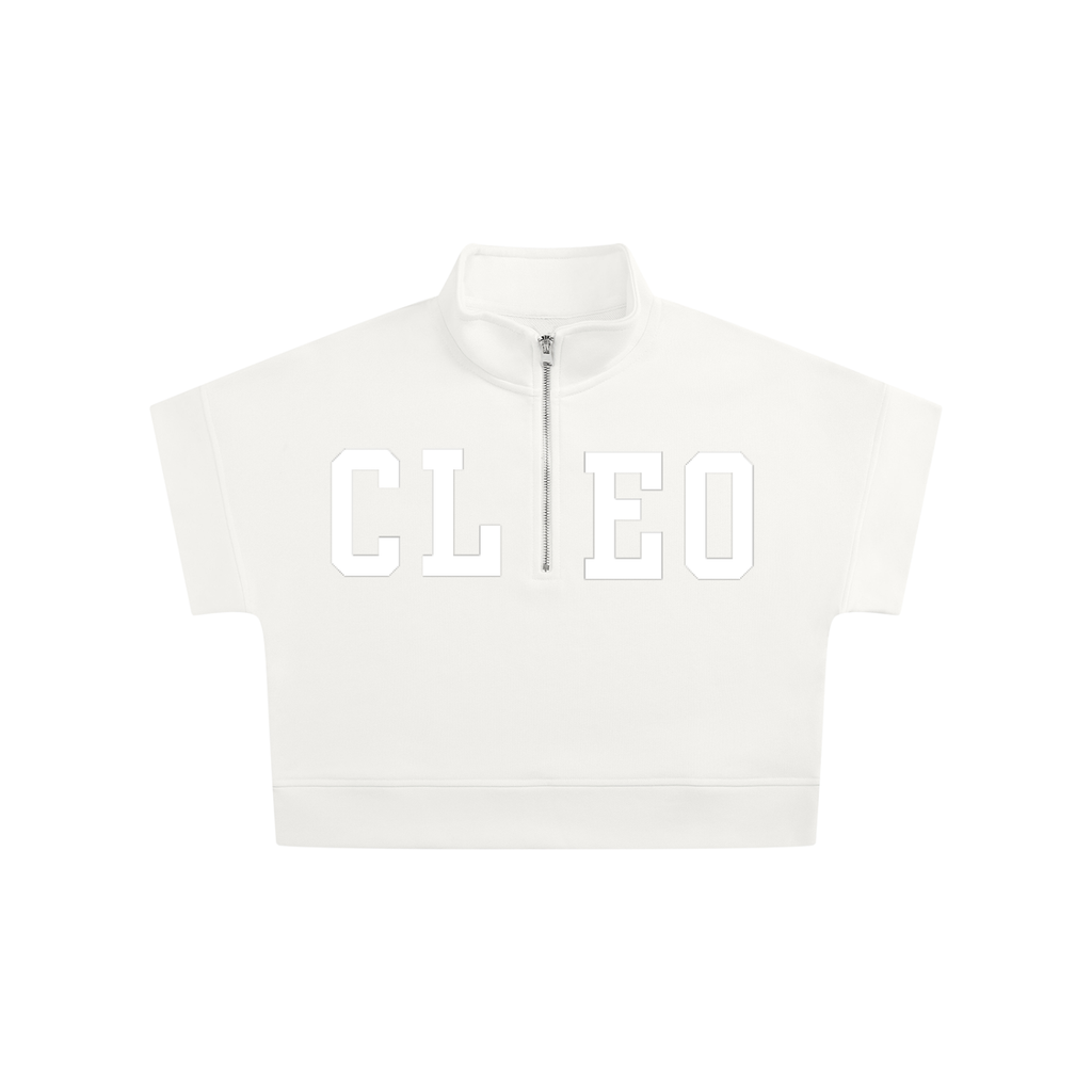 Cleo Varsity Quarter Zip Crop Sweatshirt