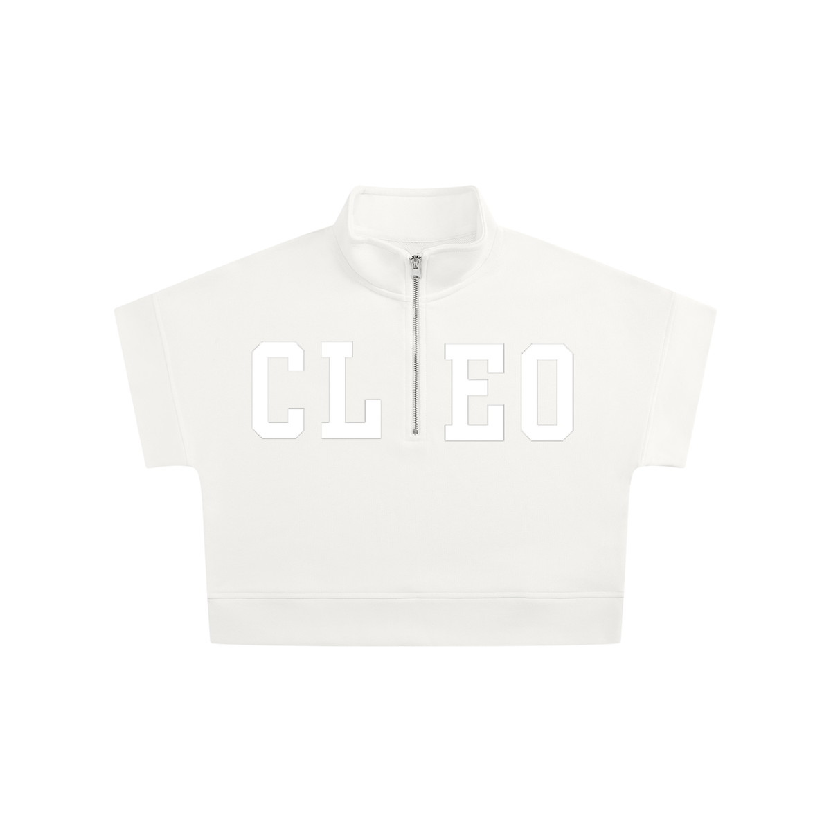 Cleo Varsity Quarter Zip Crop Sweatshirt