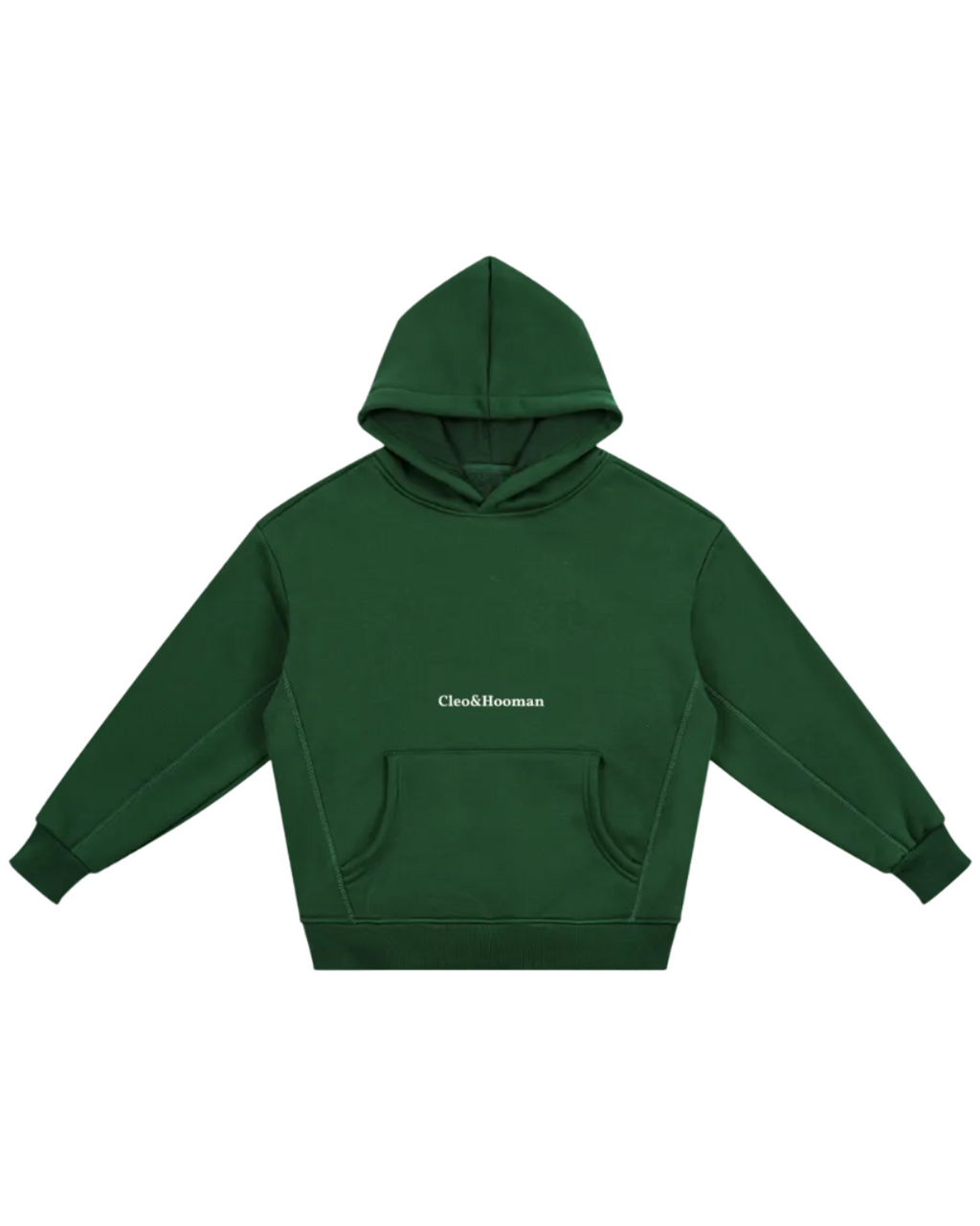 Green hoodie with skeleton designs on a white background