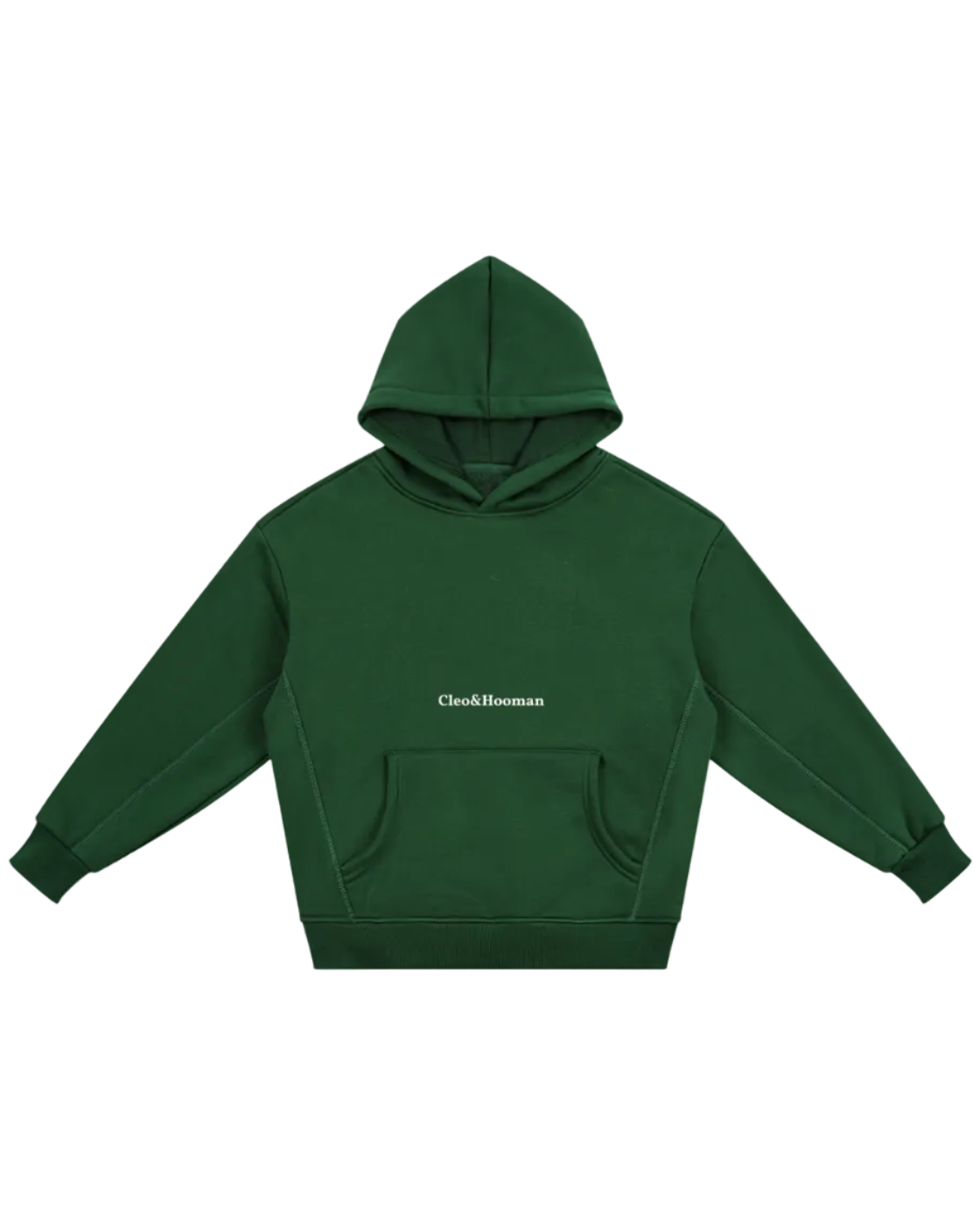 Green hoodie with skeleton designs on a white background