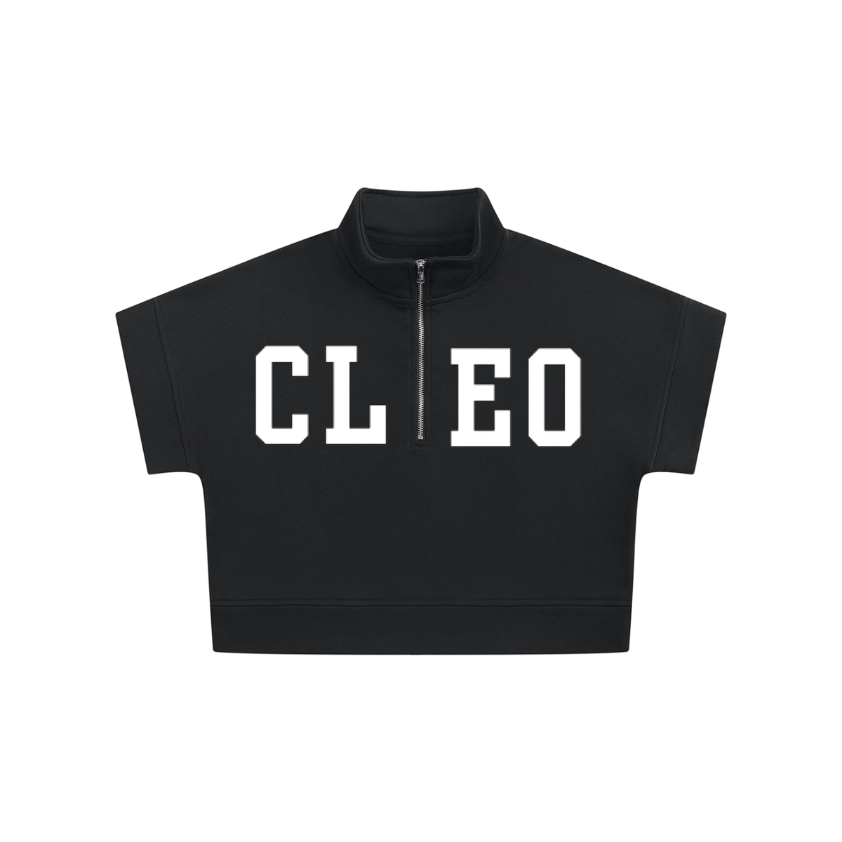 Cleo Varsity Quarter Zip Crop Sweatshirt